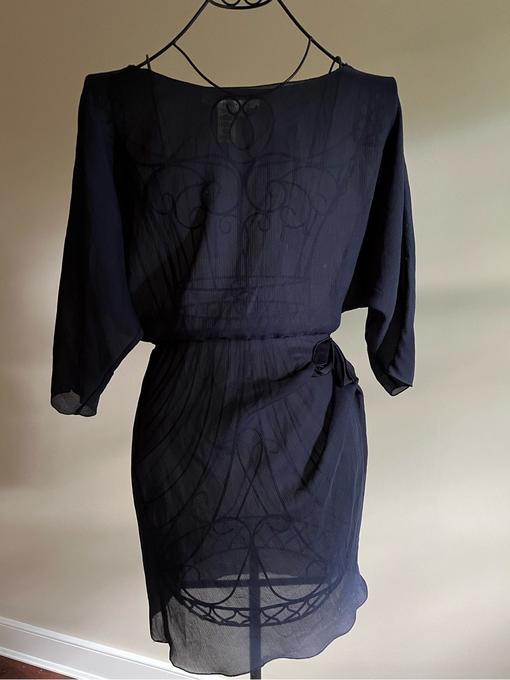 MAX STUDIO Women’s Navy Sheer  gauzy Dress